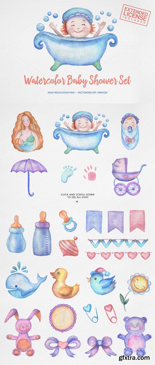 CM - Watercolor Baby Shower Set 485618