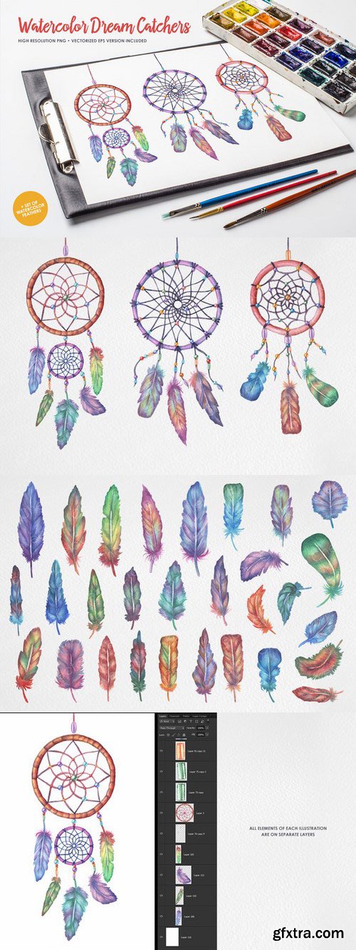 CM - Watercolor Dream Catchers Set 405971