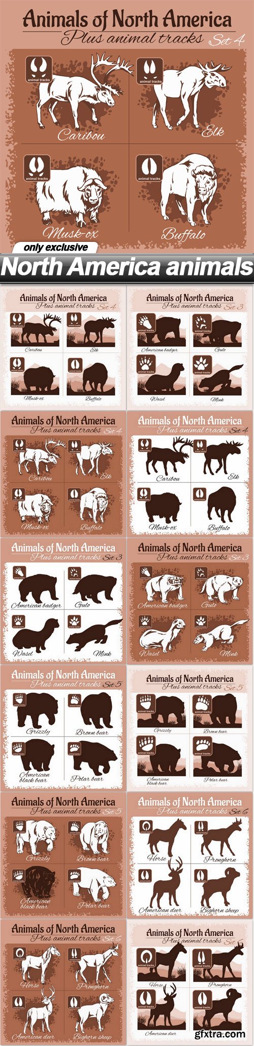 North America animals - 12 EPS