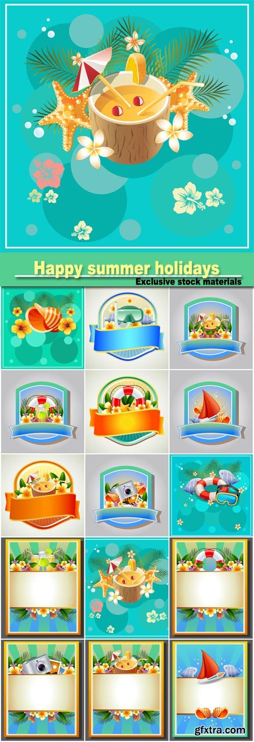 Happy summer holidays, emblem coconut