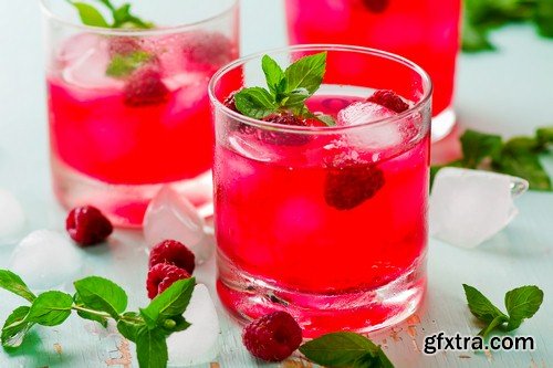 Drinks with raspberries-5xJPEGs