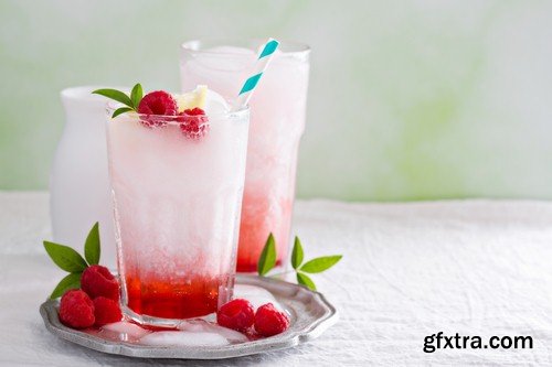 Drinks with raspberries-5xJPEGs