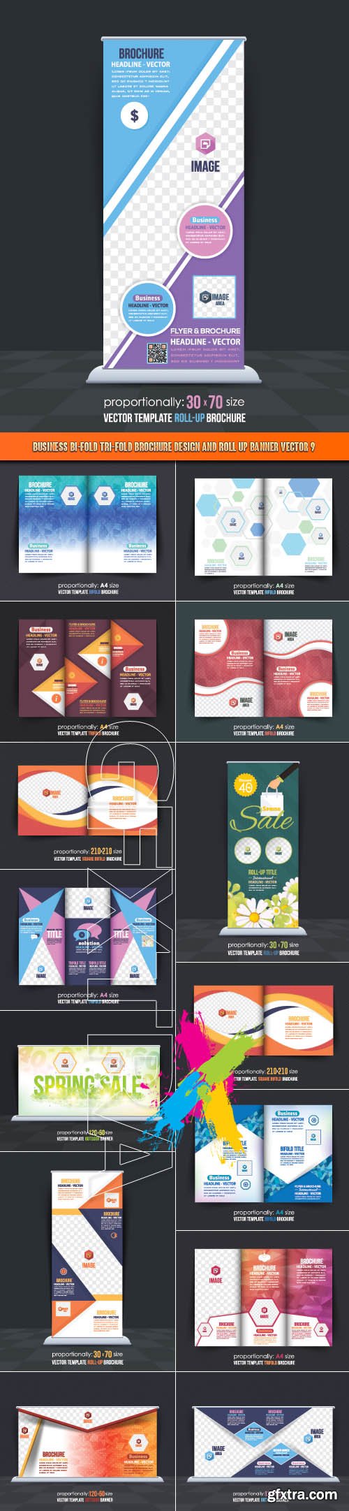 Business Bi-Fold Tri-Fold Brochure Design and Roll up banner vector 9