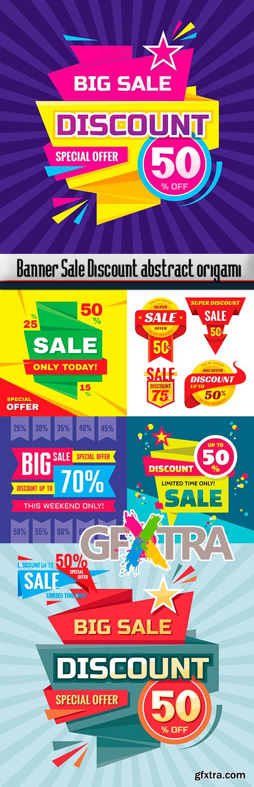 Banner Sale Discount abstract origami