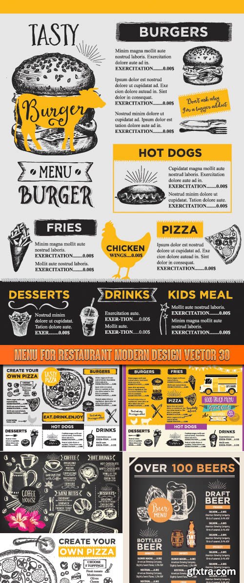 Menu for restaurant modern design vector 30