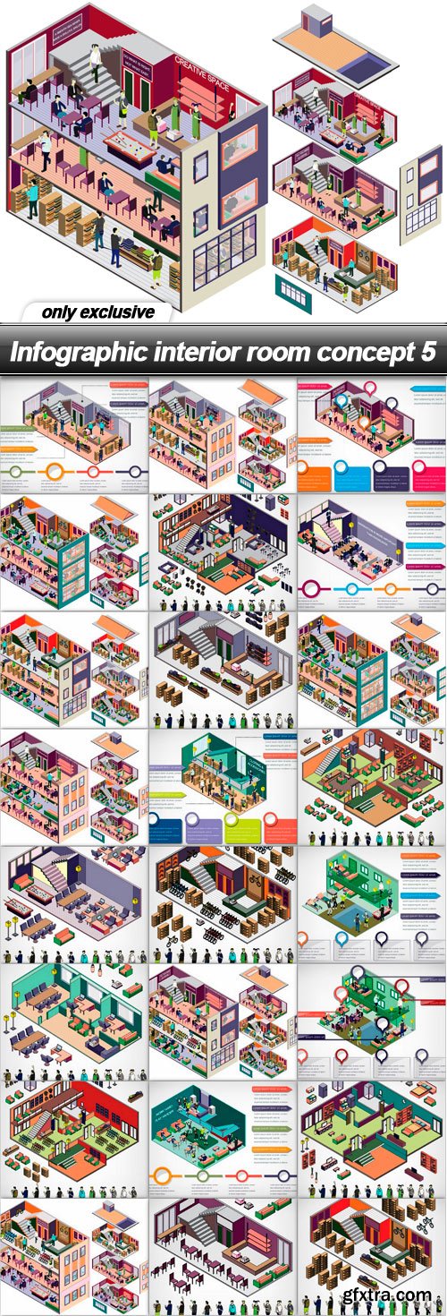 Infographic interior room concept 5 - 25 EPS