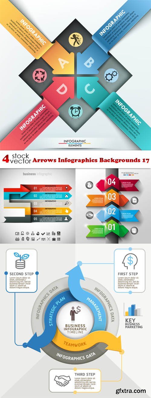 Vectors - Arrows Infographics Backgrounds 17