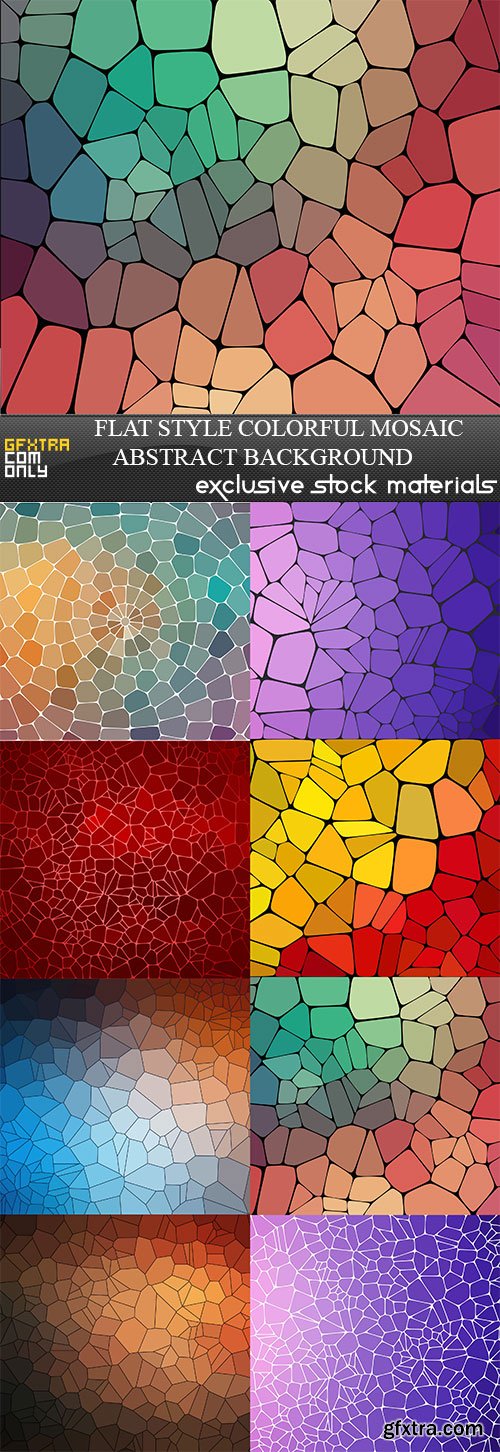 Flat Style colorful mosaic abstract background, 8  x  UHQ JPEG