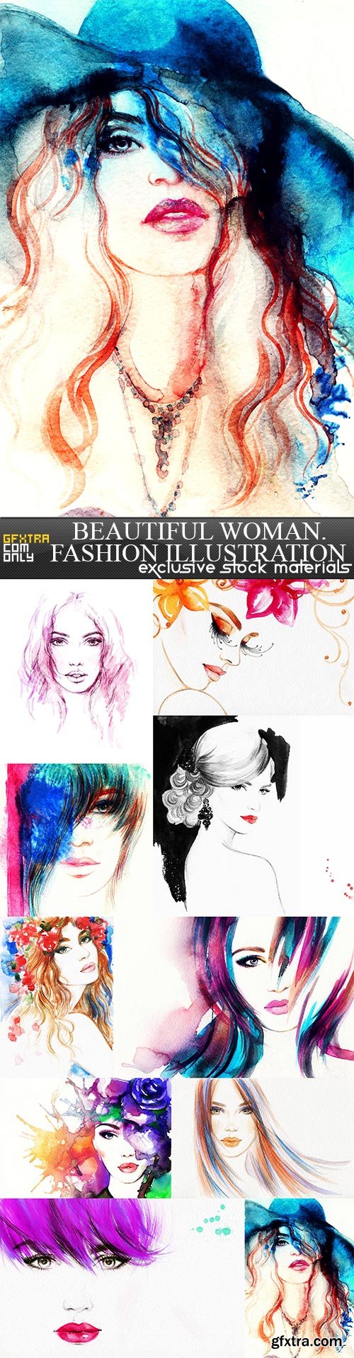 Beautiful woman. Fashion illustration, 10  x  UHQ JPEG