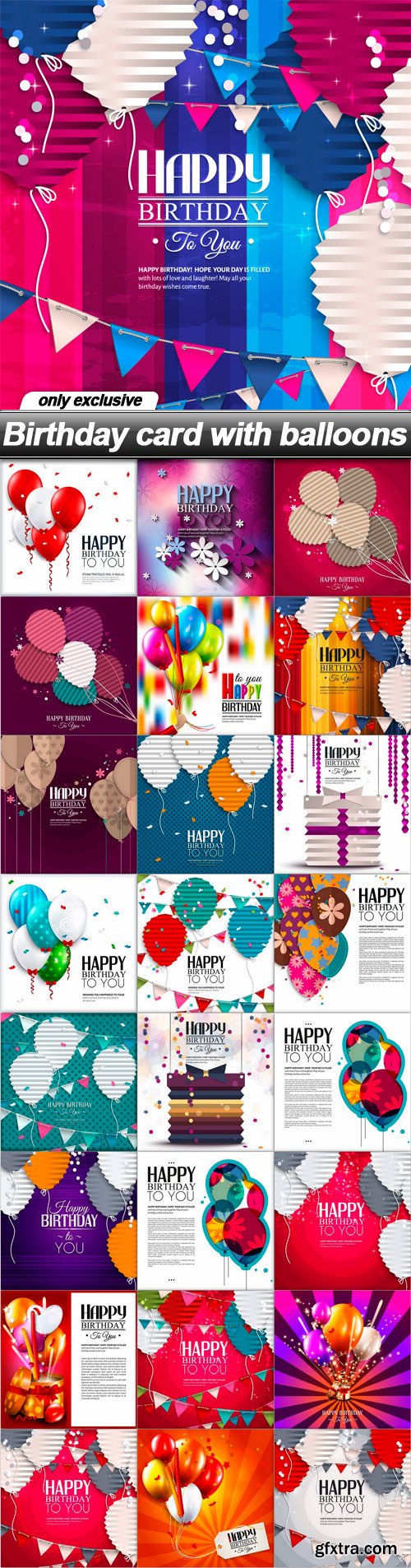 Birthday card with balloons - 25 EPS