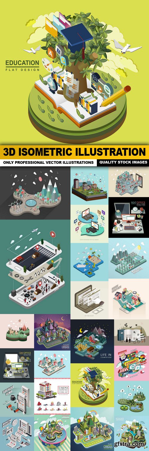 3D Isometric Illustration - 25 Vector