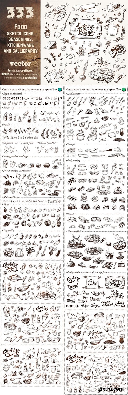 Hand-drawn cooking and food icons - CM 682355