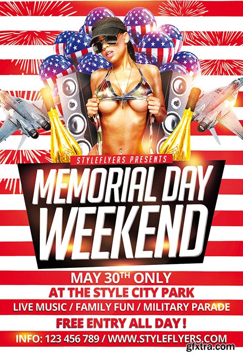 Memorial Day Weekend PSD Flyer Template + Facebook Cover