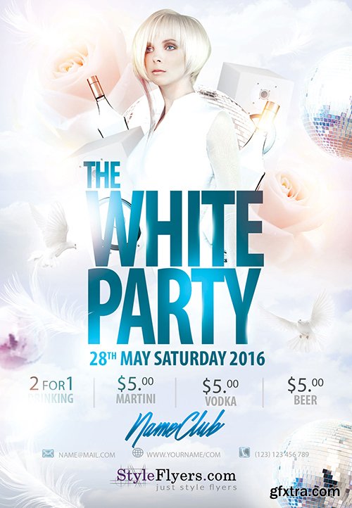 White Party PSD Flyer Template + Facebook Cover