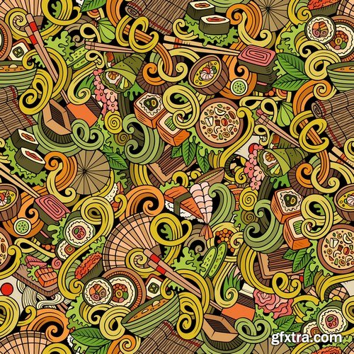 Cartoon & Doodles Seamless Pattern 2 - 25xEPS