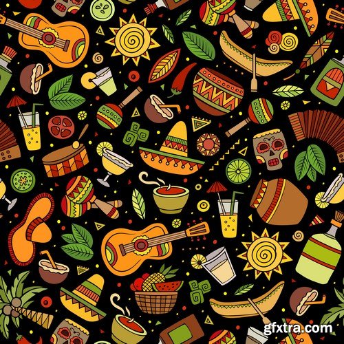 Cartoon & Doodles Seamless Pattern 2 - 25xEPS