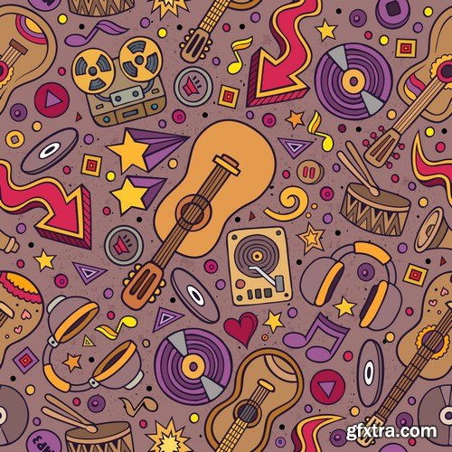 Cartoon & Doodles Seamless Pattern 2 - 25xEPS