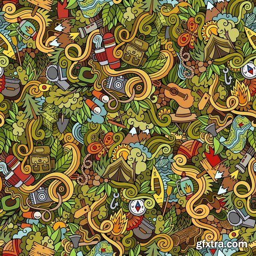 Cartoon & Doodles Seamless Pattern 2 - 25xEPS