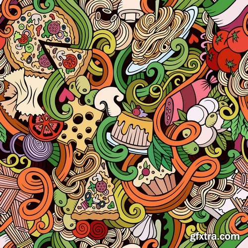 Cartoon & Doodles Seamless Pattern 2 - 25xEPS