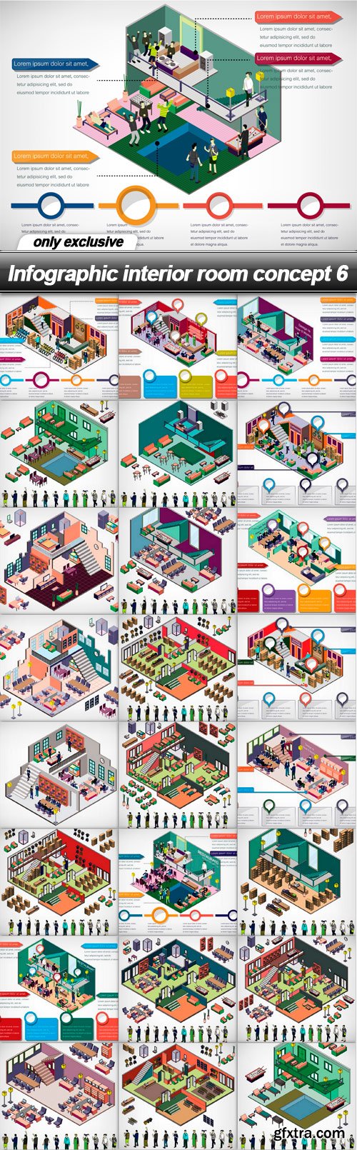 Infographic interior room concept 6 - 25 EPS