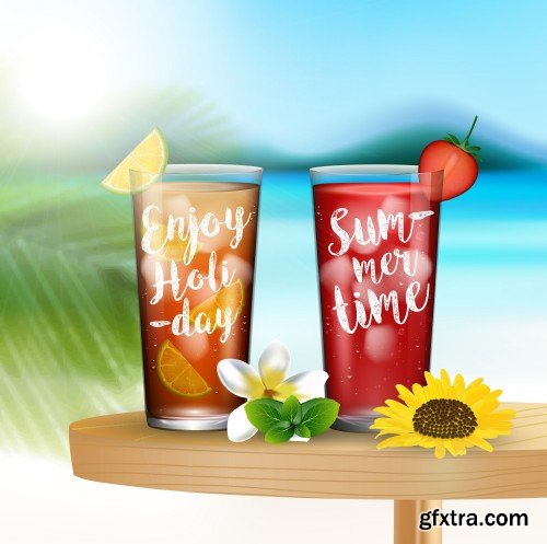 Summer holiday, cocktails, soft drinks