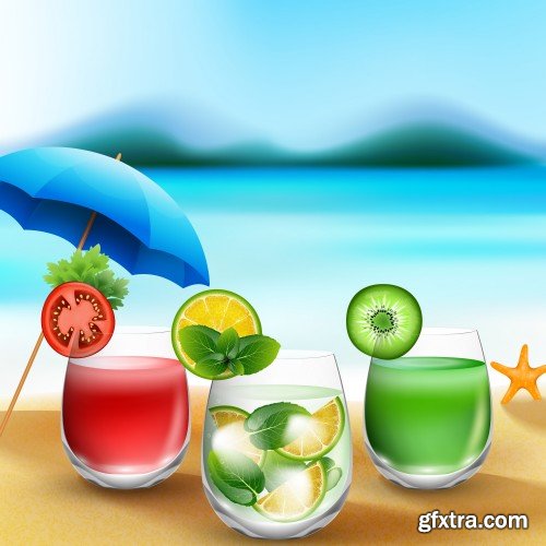 Summer holiday, cocktails, soft drinks