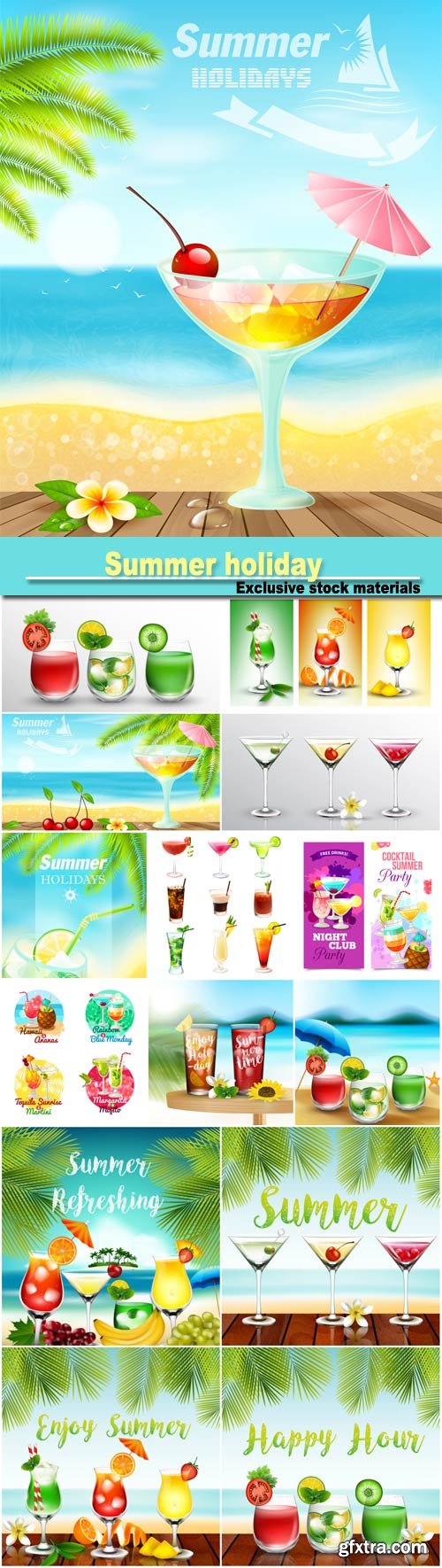 Summer holiday, cocktails, soft drinks