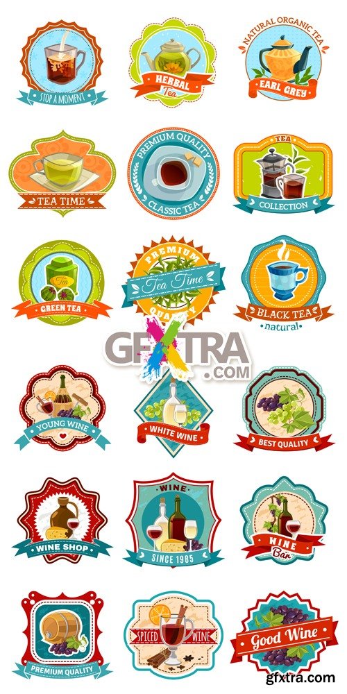 Tea & Wine Labels Vector