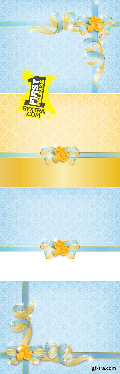 Blue & Yellow Wedding Invitations Vector