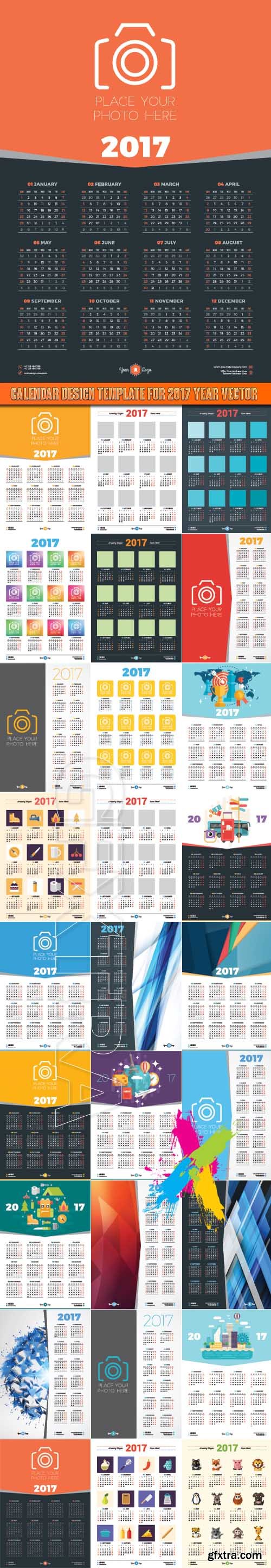 Calendar Design Template for 2017 Year vector