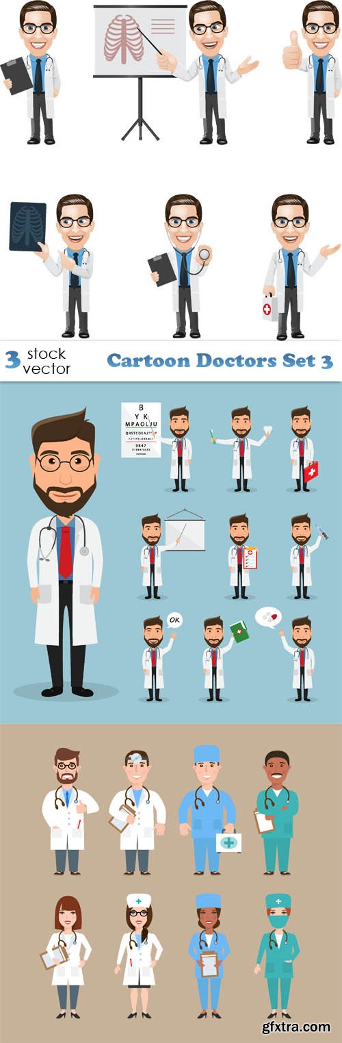 Vectors - Cartoon Doctors Set 3