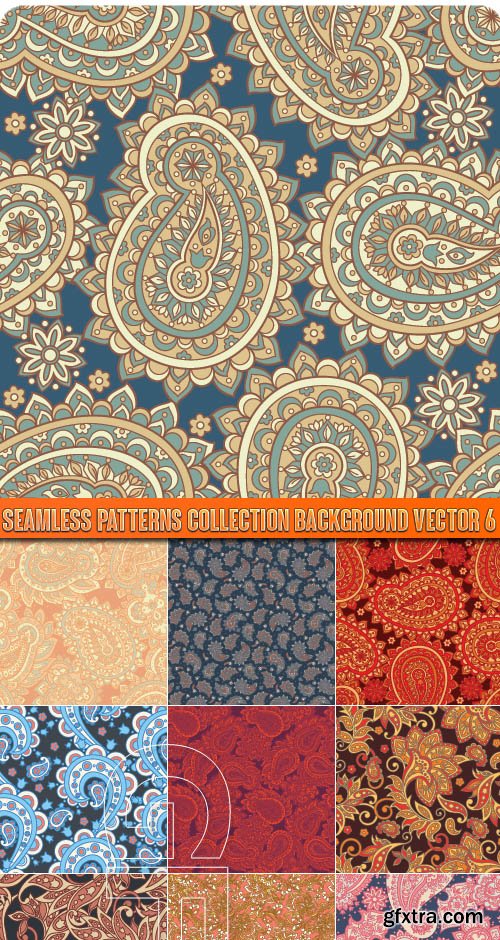 Seamless patterns collection background vector 6