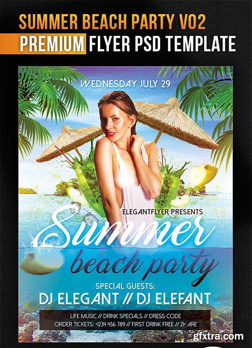 Summer Beach Party Design V02 – Flyer PSD Template + Facebook Cover