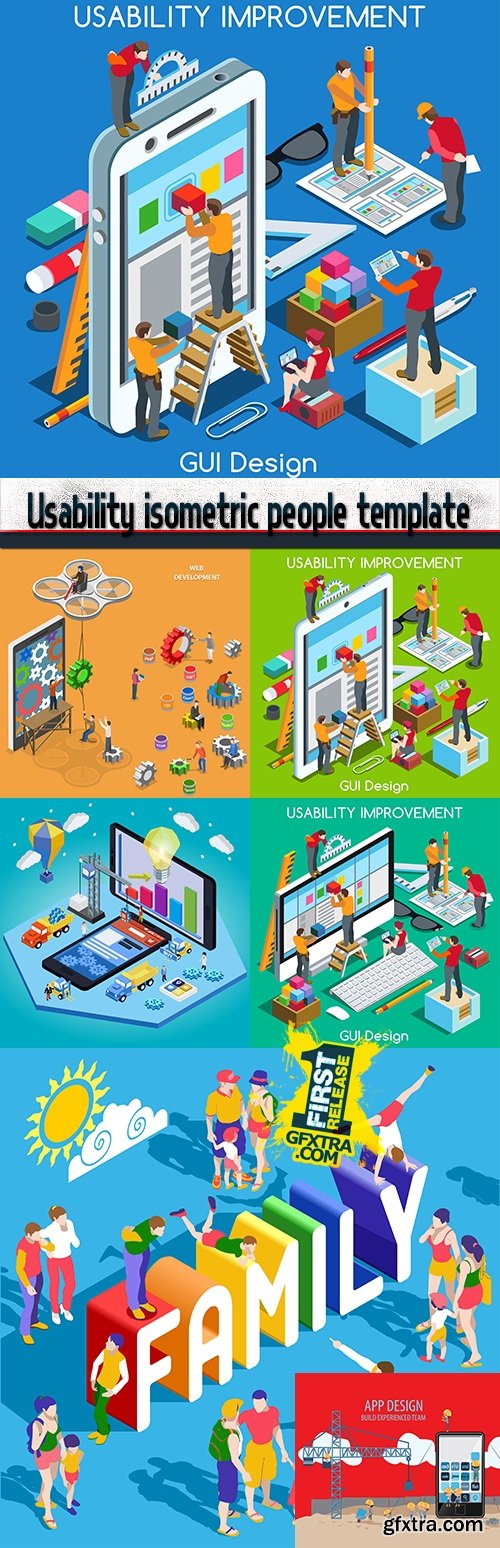 Usability isometric people template