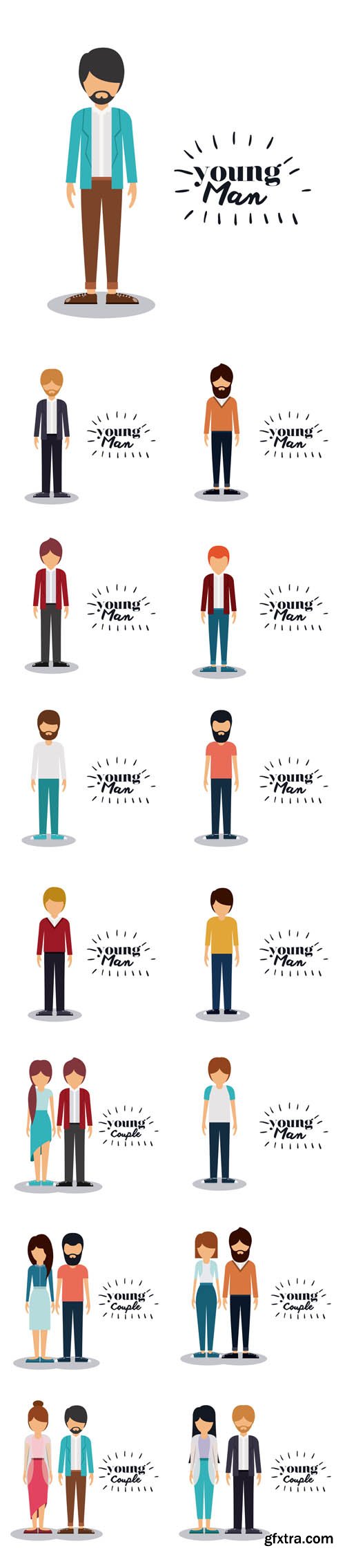 Vector Set - Young Man Design