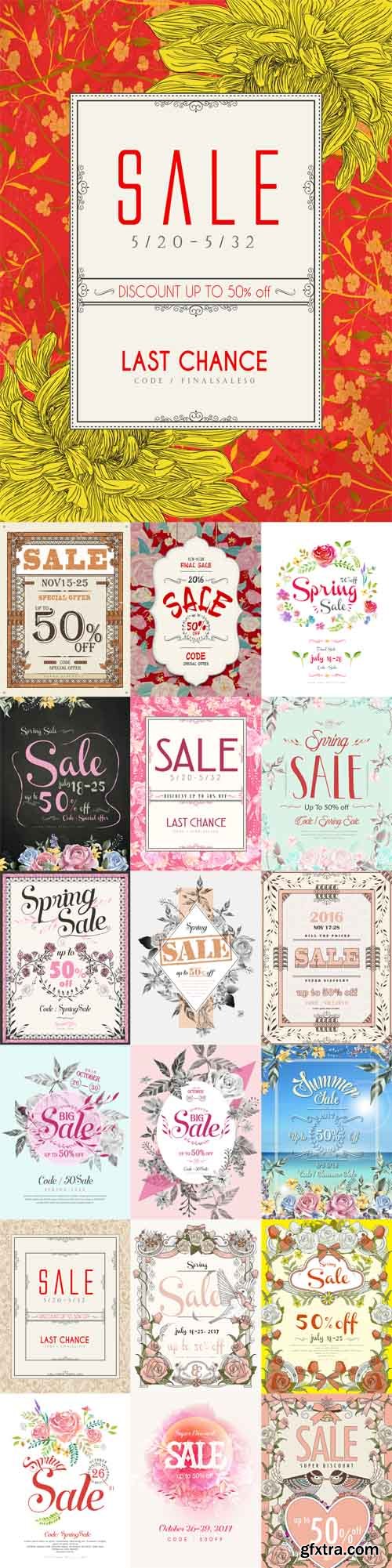 Vector Set - 22 Sale Spring Posters