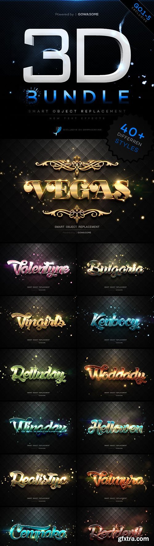 GraphicRiver Modern 3D Text Effects Bundle 10782412