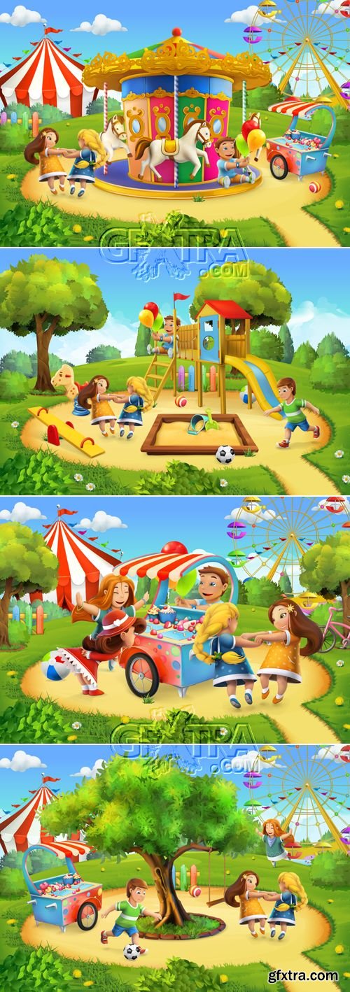 Children Playgrounds Vector