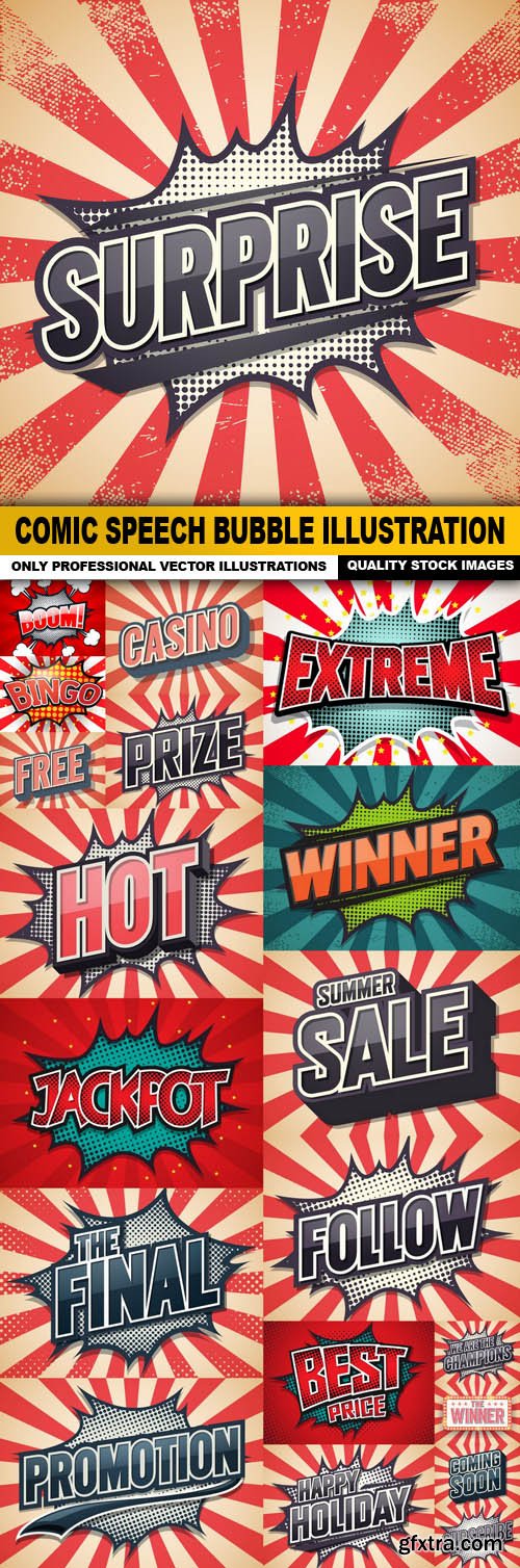 Comic Speech Bubble Illustration - 20 Vector