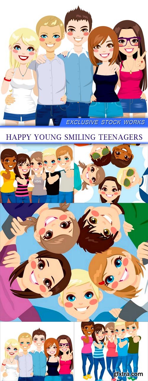 happy young smiling teenagers 5X EPS