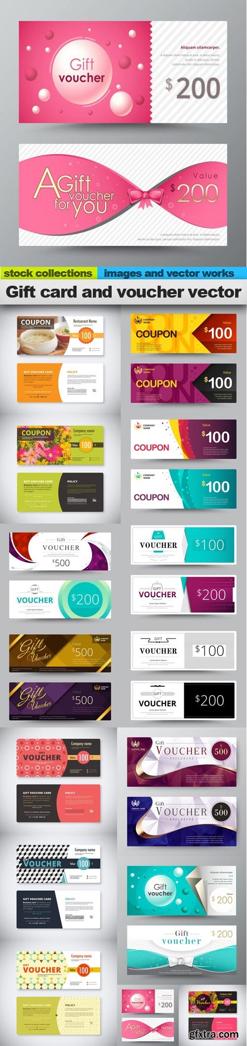 Gift card and voucher vector, 15 x EPS