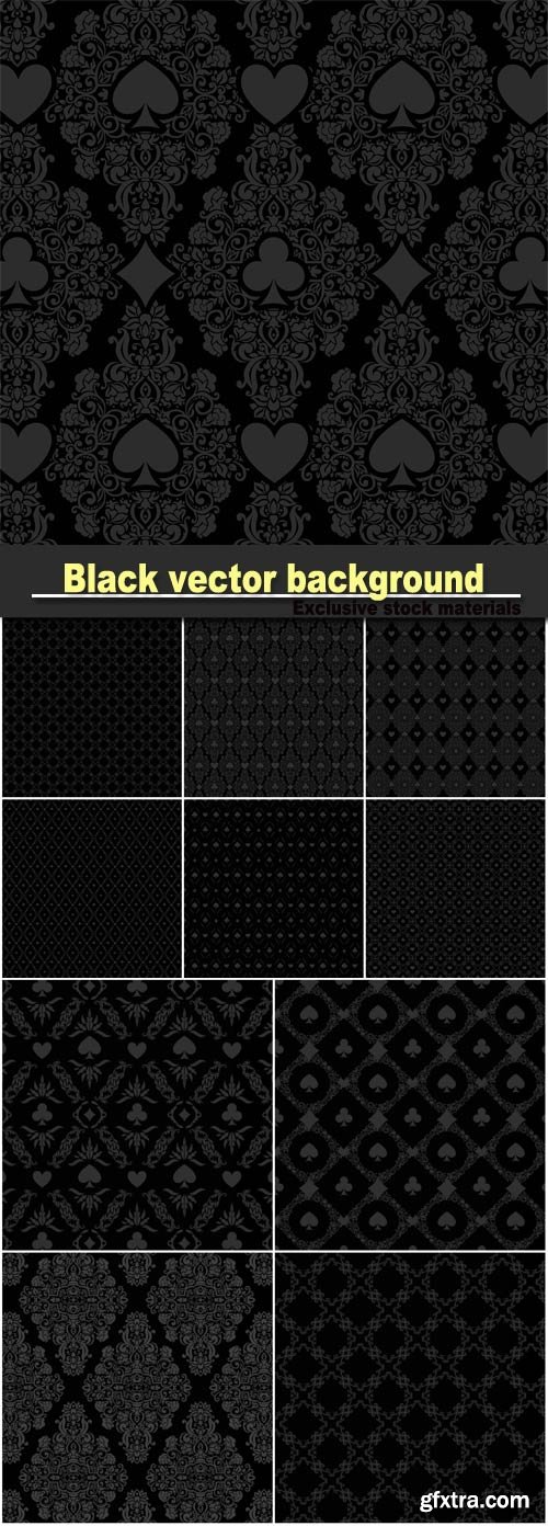 Black vector background with casino patterns