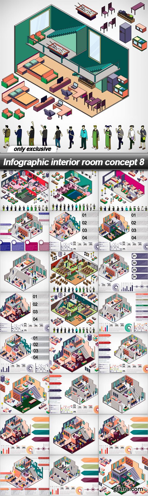 Infographic interior room concept 8 - 25 EPS