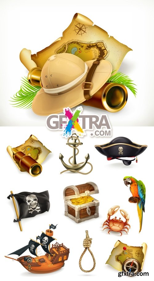 Pirates & Adventures Icons Vector 2