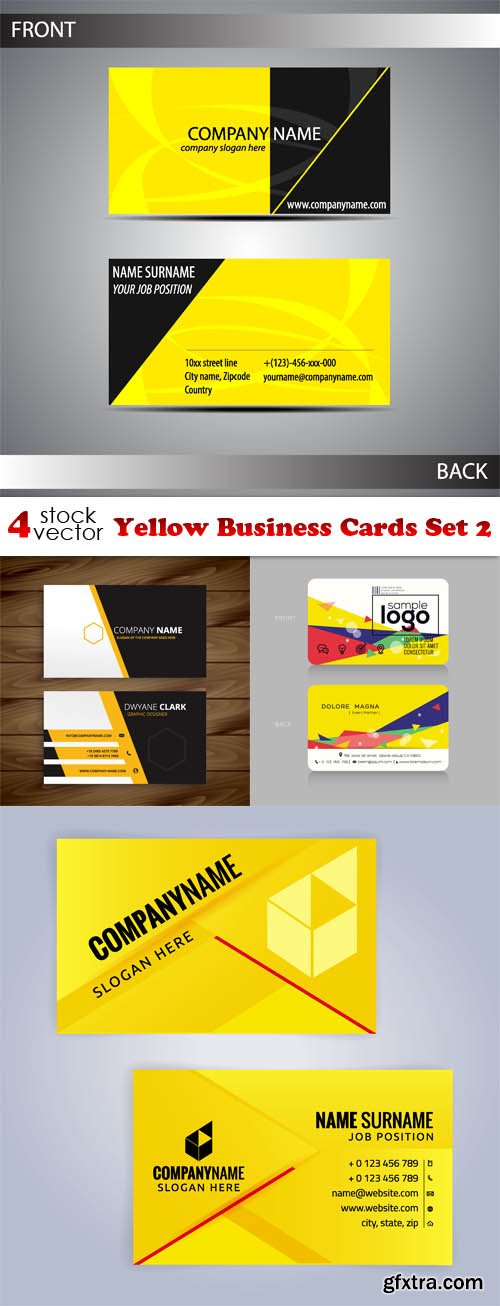 Vectors - Yellow Business Cards Set 2