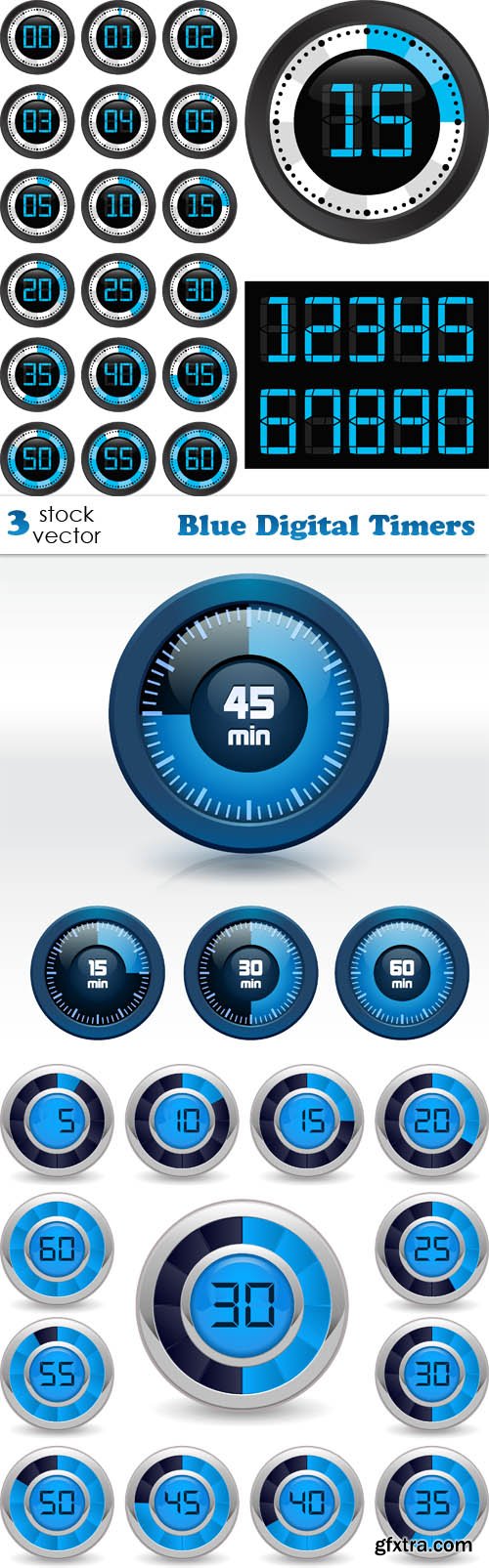 Vectors - Blue Digital Timers