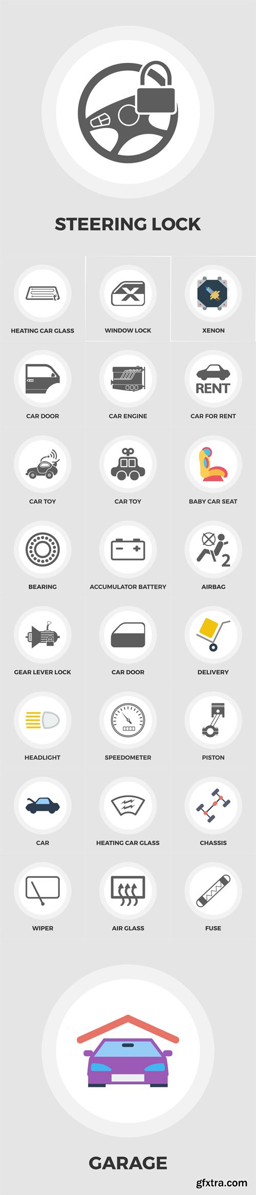 Vector Set - Car Flat Icons