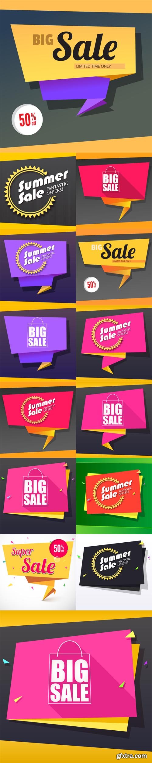 Vector Set - Sale Origami Banners