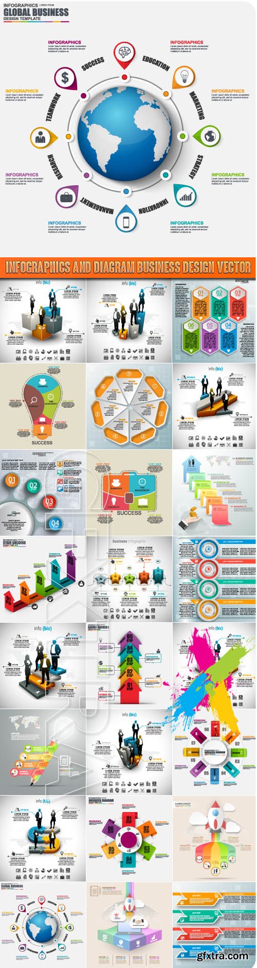 Infographics and diagram business design vector