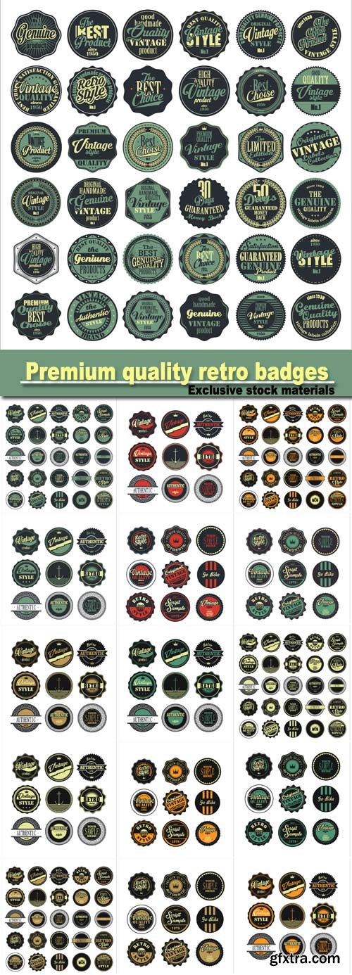 Premium quality retro badges, vintage labels